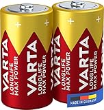 VARTA Batterien C Baby, 2 Stück, Longlife Max Power, Alkaline, 1,5V, ideal für...
