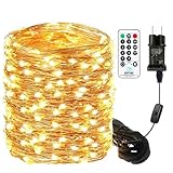 10M LED Lichterkette aus Kupferdraht 100LEDs Warmweiß Lichterkette mit Stecker...