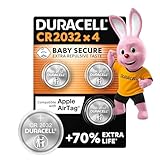 Duracell CR2032 Knopfzellen, CR 2032 Lithium Knopfzelle 3 V (4 Stück), ideal...