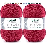 theofeel Set | 2x50g Merino Sockenwolle mit Kaschmir Gründl Hot Socks Pearl 14,...