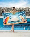 Gräfenstayn Premium Strandtuch Mikrofaser mit Umhänge-Knopf 100x180 cm -...