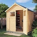 Alpholz Gerätehaus Alisha aus Fichten-Holz, Gartenhaus mit 14mm Wandstärke,...