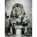 Kare Design Wandbild Bath Lion, Grau, Rechteckig, Glasbild, 4mm ESG...