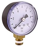 Cornat Manometer 1/4' Anschluss von unten - schwarz - passend zu...