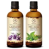 Lavendelöl 100ml & Melissenöl 100ml - Rein & Natürlich Ätherische Öle für...