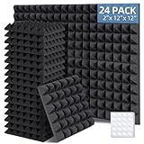 Ohuhu Akustikschaumstoff Akustikpaneele 24 Stück mit Aufkleber, 30 x 30 x 5 cm...