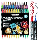 Acrylstifte für Steine Wasserfest 36Acrylfarben Stifte Bemalen Dual Tip Acrylic...