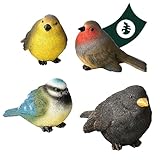 VERDOBA - Garten Dekoration 4 Vögel - Deko Figuren aus Kunstharz (Polyresin)...