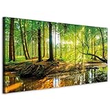 B&D XXL - Akustikbild Wald 225x90 cm 5 tlg Bilder Akustikschaum Schallschutz...