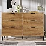 Merax Kommode mit 6 Schubladen 120 cm, Sideboard Schubladenschrank mit Viel...