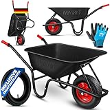 MASKO® Schubkarre Bauschubkarre Gartenschubkarre 100 Liter 250kg Luftreifen mit...