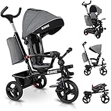 KIDIZ® Dreirad 5in1 Kinderdreirad mit Schubstange Lenksystem Stange ab 1 Jahr,...