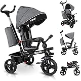 KIDIZ® Dreirad 5in1 Kinderdreirad mit Schubstange Lenksystem Stange ab 1 Jahr...