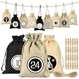 Adventskalender zum Befüllen Säckchen, 24 Weihnachtskalender Stoffbeutel,...