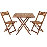 Casaria® Balkon Set 2 Personen Wetterfest Vormontiert 3-TLG Holz Klappbar 160kg...