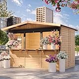 TIMBELA M150AZ Holz Gartenhaus, Marktbude Holz, Qualitäts Schiffslatten Kiefern...