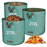 Zanfqvo Gartenabfallsack Stabil 3 x 272L - Gartensack Laubsack mit Griffen -...