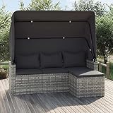 Chaduof 3-Sitzer-Gartensofa mit Dach und Fußhocker, Lounge Gartenmöbel,...