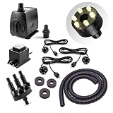 CLGarden Springbrunnen Pumpe Set SP3-S mit 3x LED Beleuchtung warmweiß für...