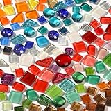 Worown Bunte Polygon Mosaikfliesen, Mini Glas Mosaiksteine für DIY...