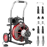 VEVOR Rohrreinigungsmaschine 100 Fuß x 1/2 Zoll, automatische...