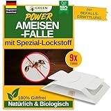 GREEN GUARDIA Ameisen Falle mit Spezial-Lockstoff - 9X Ameisen Fallen -...