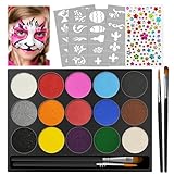 Jsdoin Kinderschminke Set, Waschbar 15 Farben Schminkfarben Schminkpalette für...