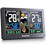 Newentor Wetterstation Funk mit Außensensor - Funkwetterstation mit...