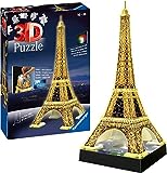 Ravensburger 3D Puzzle 12579 - Eiffelturm in Paris bei Nacht - Bauwerk im...