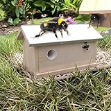 Mucola Hummelhaus aus Holz 28,5x15,5x17cm Hummelkasten Nistkasten | wetterfestes...