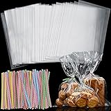 Faburo 90pcs Cellophantüten Klar 25x15cm Süßigkeiten Tütchen Transparent mit...