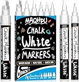 Maqhpu Weiß Kreidestifte für Fenster & Tafel Abwaschbar, 6 Stück Kreidemarker...