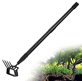 Gartenhacke, 124cm 2-in-1 Steigbügelhacke Gartenwerkzeuge mit 4-Zahn Spike,...