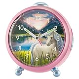 Atrium Kinderwecker Mädchen Siabelle Pferd Rosa Lila Weiß Analog Quarz ohne...