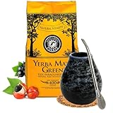 Yerba Mate Tee Starter Set mit Mate Green Fuerte 400g ● Keramik mate tee...