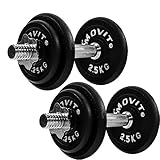 MOVIT® Kurzhantel PRO Set, Gusseisen Hantel, 2x 10kg, Stange 30mm Standardnorm,...
