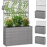 Casaria® Blumenkasten Rankgitter 3 Innentöpfe Polyrattangeflecht Rankhilfe...