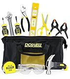 DOWELL Kinder-Werkzeug-Set mit Werkzeugtasche inklusive Echtmetall-Handwerkzeuge...