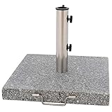 Nexos Sonnenschirmständer 30kg polierter Granit Edelstahl eckig 45 x 45 cm...