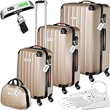tectake® 4-teiliges Reisekoffer Kofferset inkl. Kofferwage und...