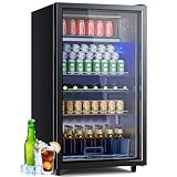 TRIUMPHKEY Getränkekühlschrank,85L,mit Glastür & Blauer LED-Beleuchtung,4...