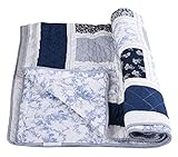 Tagesdecke Patchwork Decke 150x200cm Blau Weiss Sofadecke Plaid Landhausstil...