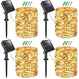 4 Stück Btfarm 15M 150 LED Lichterkette Wasserdicht KupferDraht Solar...