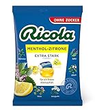 Ricola Menthol Zitrone Extra Stark, Schweizer Kräuterbonbon, 1 x 75g Beutel,...