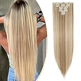 S-noilite Clip In Extensions Haarverlängerung Glatt 8 Teiliges SET 18 Clips...