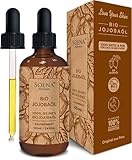 100% BIO JOJOBAÖL kaltgepresst unter 20°C | Für Haare Haut Nägel - 100% Rein & Natürlich | Gesichtsöl - Körperöl Straffend | Anti-Aging für elastische Haut - Vegan | Feuchtigkeitspflege - Für Kosmetik