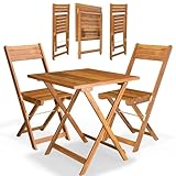 Casaria® Balkonmöbel Set 2 Personen Wetterfest Holz Vormontiert Klappbar 110kg...