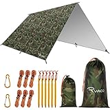 RYACO Tarp 3x3m Wasserdicht, Zeltplane Ultraleicht mit ösen + 6 Erdnägel + 6...