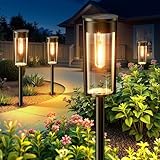 RECHOO Solarlampen für Außen Garten, 4 Stück Vintage Solarleuchten für...