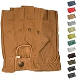 German Wear Driving Halbfinger Fingerlose Autofahrer-Handschuhe Lederhandschuhe...